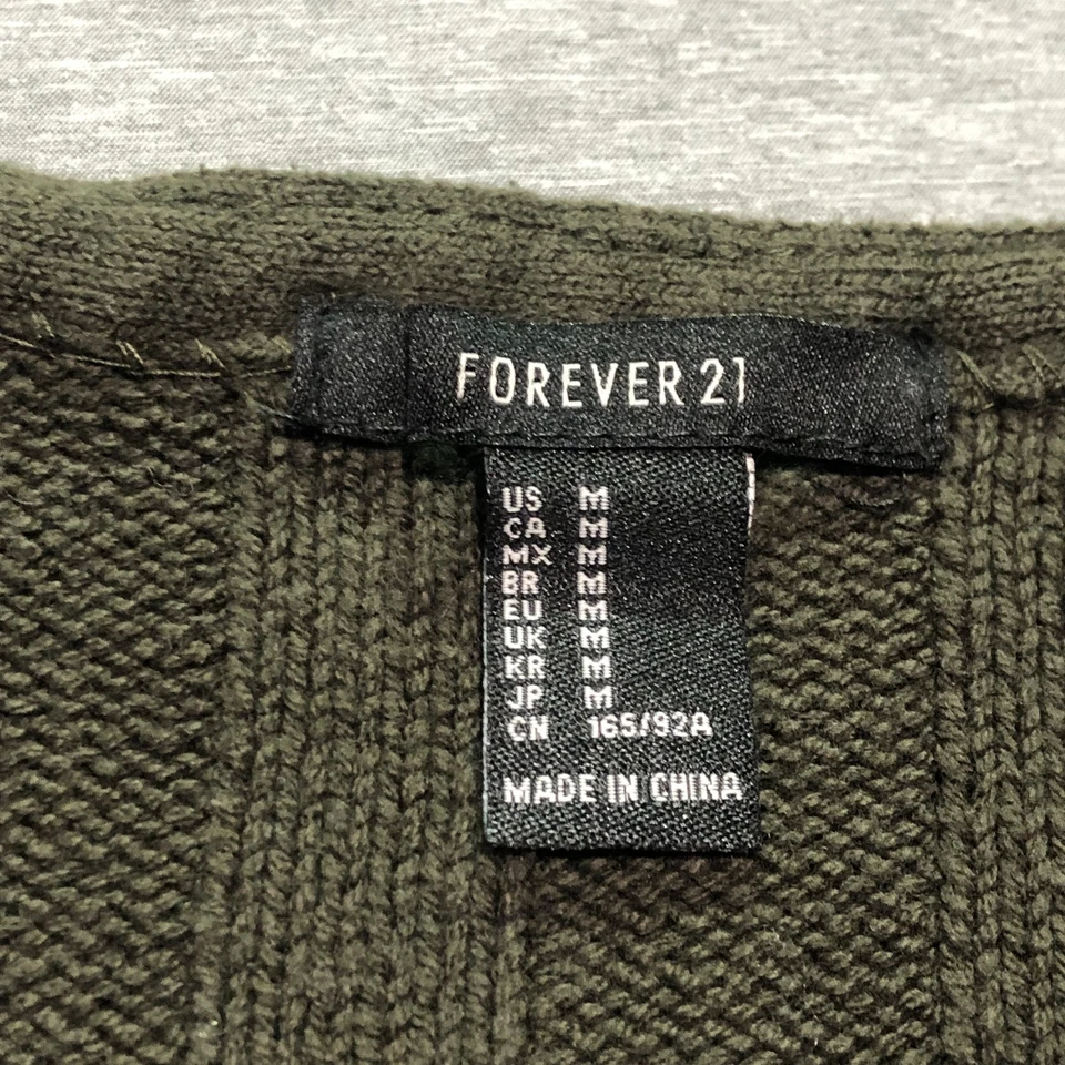 Suéter feminino Forever 21 listrado M minimalista lounge hippie grunge verde musgo - Imagem 2 de 4