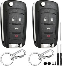 2 Pack 4 Button Key Fob Shell for Chevy Cruze Impala Malibu Sonic Equinox Camaro