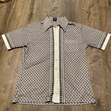 Vintage 1970s Joel Cal-Made Large Polyester Shirt Dagger Collar Hippie Disco