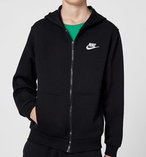 NEW Nike Big Kids' Sportswear Club Fleece Full-Zip Hoodie Size XS Black