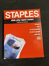 Staples Letter Size Slide Grip Report Cover Clear Plastic Letter Size 40 Ct