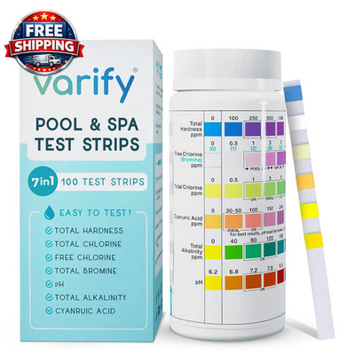 7 in 1 Pool and Spa Test Strips- Easy to Use Water Testing Kit for Pool, Spa, Ho