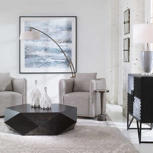 CALOGERO MID CENTURY INDUSTRIAL INSPIRED ADJUSTABLE CURVED FLOOR LAMP 28135 - Picture 4 of 4