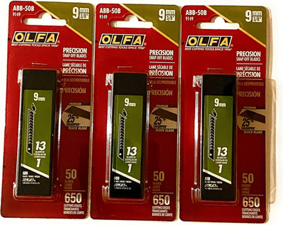 O L F a OLFA 9149 ABB-50B 9Mm Ultrasharp Black Snap-Off Blade, 50-Pack (3 Pack)