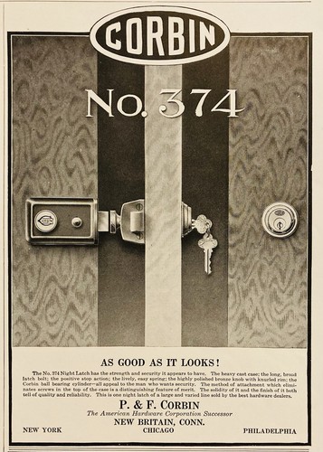1915 AD.(PC8)~P. & F. CORBIN CO. NEW BRITAIN, CONN. NO. 374 NIGHT LATCH