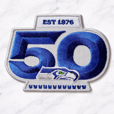 SEATTLE SEAHAWKS 50 SEASONS IRON ON PATCH FAST FREE SHIPPING W/ TRACKING