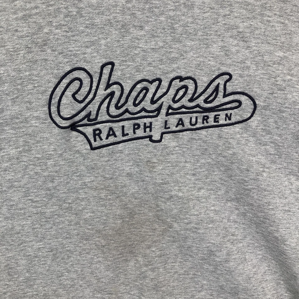 Sudadera De Colección Chaps Ralph Lauren Para Hombre Grande Gris Cuello Redondo Logo Bordado Foto 2 de 4