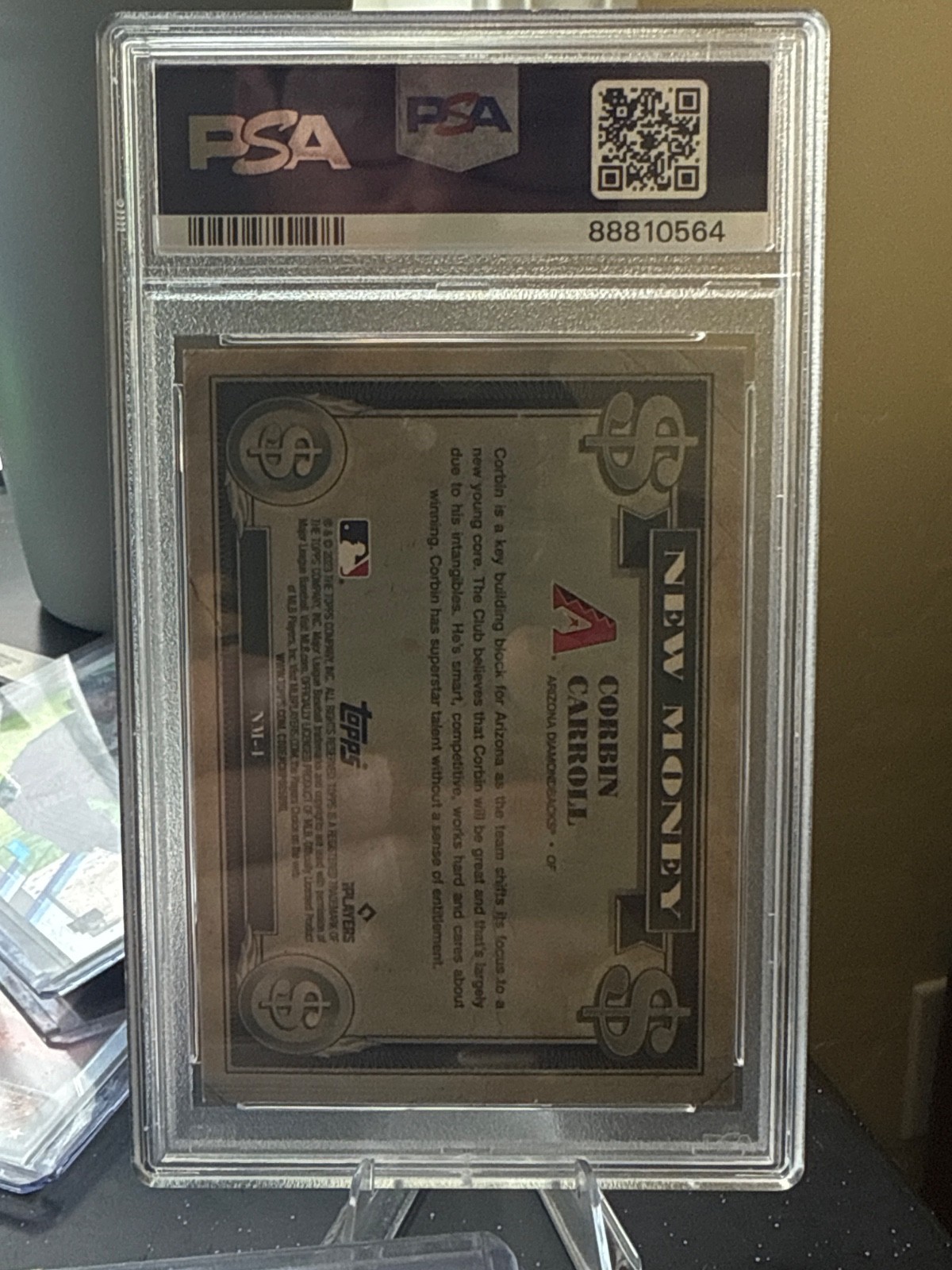 2023 Bowman Platinum Corbin Carroll NM4 - New Money PSA 9 RC AZ Diamondbacks view 2