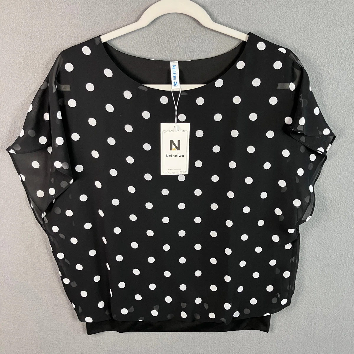 Blouse En Mousseline à Pois H.I.P. Manches Courtes - Taille S Femme | Occasion Très Bon état