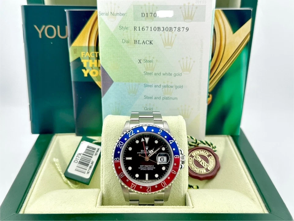 Rolex GMT Master II Pepsi 16710 40mm Red and Blue Bezel Steel Box Papers 2006