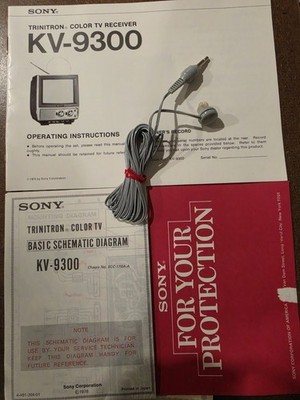 Sony Trinitron Color TV Receiver KV-9300 Instructions, Schematic, Ear Piece 