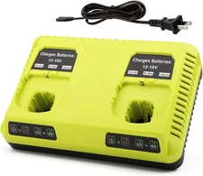 2Port 12-18V Dual Charger for Ryobi Lithium Battery P107 P108 P104 P117 18V ONE+