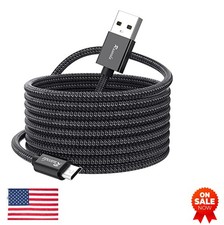 Micro USB Cable 25FT Nylon Braided Fast Charging 2.4A Data Sync Android PS4