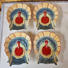 Certified International Give Thanks Turkey Plates Set of 4 Susan Winget