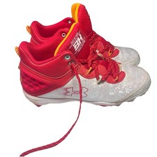 Under Armour 3026597-600 Harper 8 Mid RM JR Baseball Cleats Red White US 6 EUC