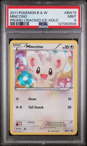 2011 POKEMON B&W PROMO CRACKED ICE-HOLO #BW13 MINCCINO PSA 9