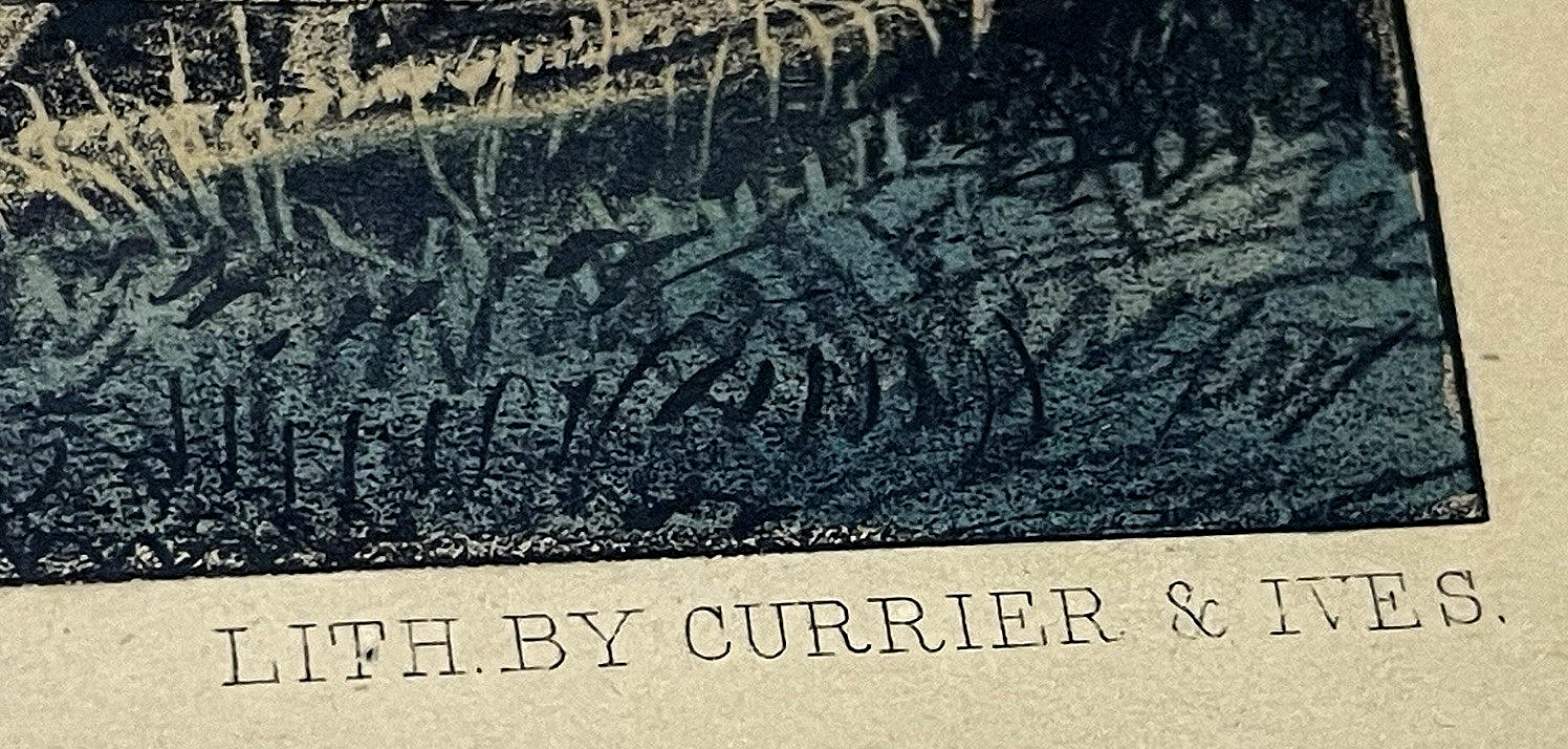 Vintage Currier & Ives Framed Lithograph - The Village Blacksmith Copyright 1864