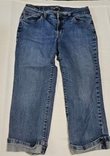 Bandolino Blu Capris Boheme Cuffed Stretch Denim Jeans Womens 8 30x21 Mid-Rise