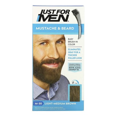 2 X  Just for Men, Mustache & Beard, Brush-In Color Gel, M-30 Light-Medium Brown
