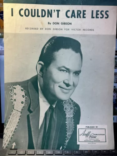 1959 1st Time Seen! DON GIBSON Country Sheet Music ‘I Couldn ‘t Care Less’