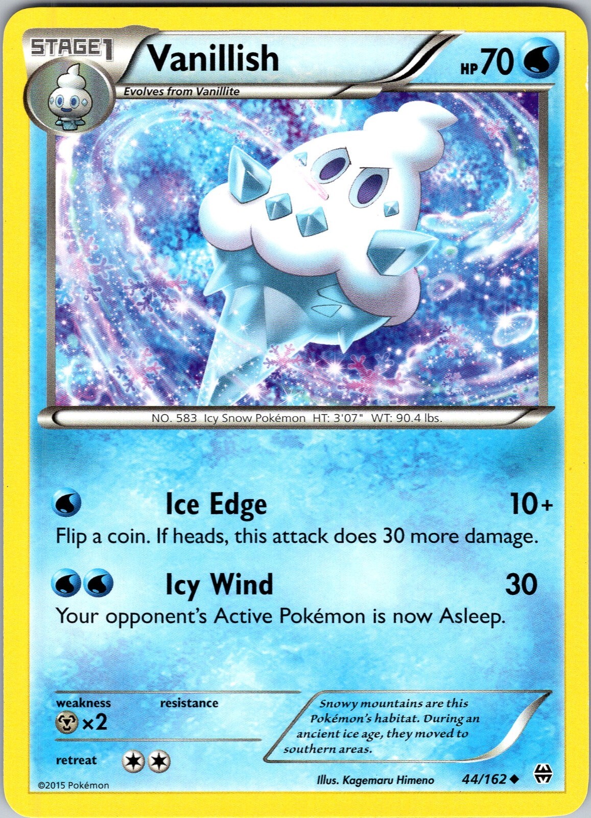 Pokemon TCG Vanillish XY BREAKthrough 44/162 Regular Uncommon Card NM