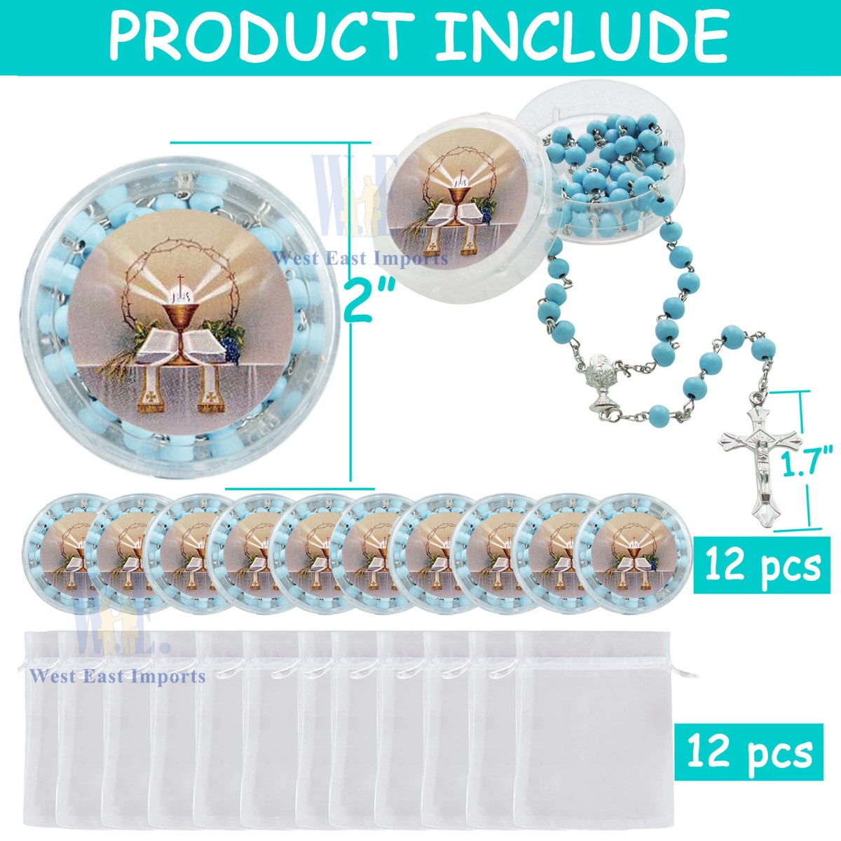 First Holy Communion Scented Rosary Favor -12 Rosaries chalice center  individual