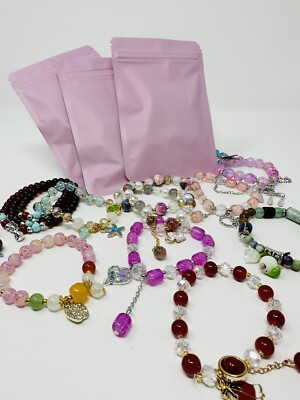 A Mystery bag W Beautiful Hand Made Random Glass Beads and Charm  Bracelets