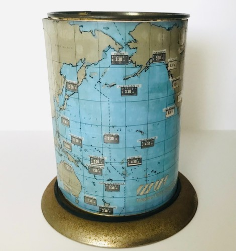 1965 Time O Rama Western Union Perpetual Time Zone Map Pencil Holder Vintage USA - Picture 3 of 14