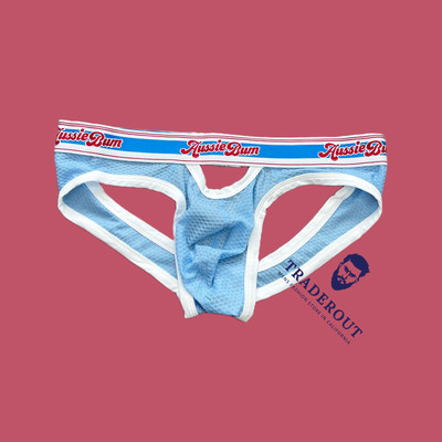 AussieBum Men sky blue sugar blue mesh jock strap jocktrap underwear size S M XL