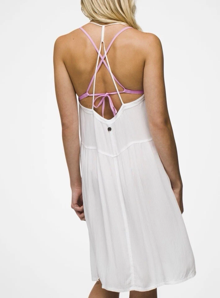 Prana Fernie Dress Swim Cover Up White Vacation Sundress Size S $99 C8 - Image 2 of 4