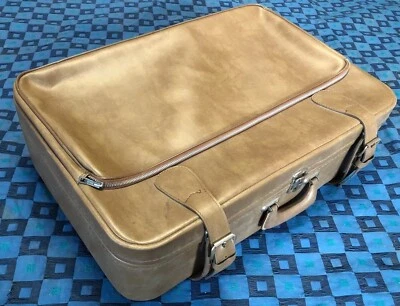 ancienne valise rétro vintage Cuir Beige H 16 L 65 l 44 cm #63 - Photo 1/4