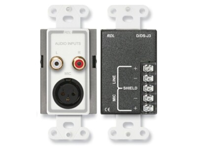 RDL D-J3 Microphone Line Audio Input Panel Assembly Wall Mount RCA and XLR