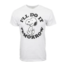 Snoopy Peanuts I'll Do It Tomorrow Mens T shirt Authentic & Official Item
