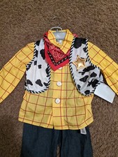 Disney Store Boys 3 Piece Toy Story Woody Costume Size 5/6 Missing Vest B315
