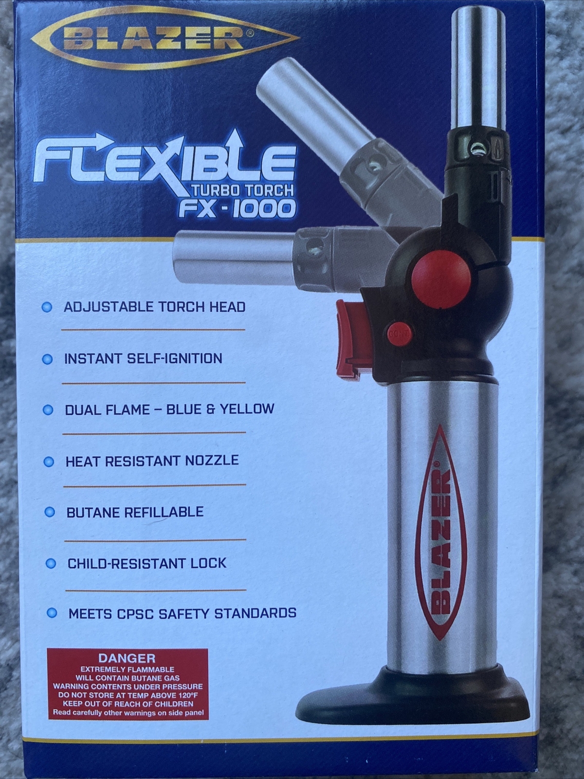 Blazer Big Buddy Flexible Turbo Butane Refillable Torch FX-1000 Blue & Red