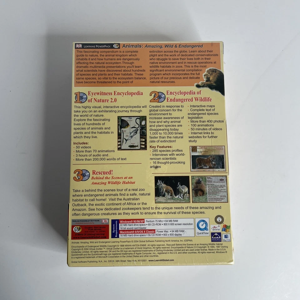 Animals Amazing Wild and Endangered Learning Power Pack Win/Mac New Sealed - Image 2 of 4