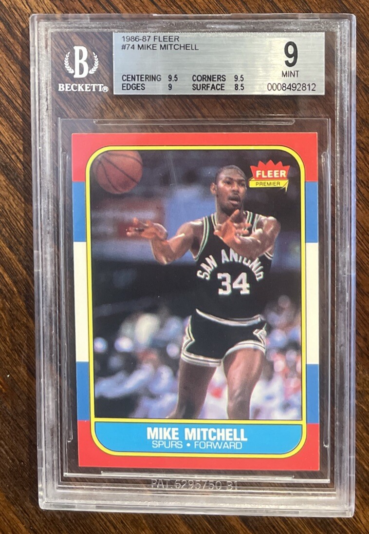 1986 FLEER BASKETBALL #74 MIKE MITCHELL BGS 9 WITH 9.5 GEM MINT CENTER & CORNERS