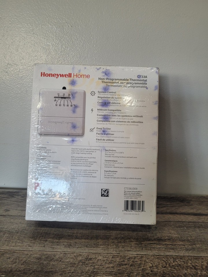 Honeywell CT33A HeatOnly Millivolt Thermostat Gas Fireplaces Non