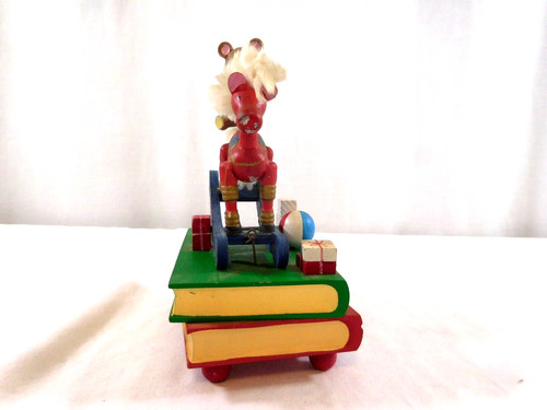 Wooden Motion Rocking Horse Music Box Plays "It's a Small World” Christmas