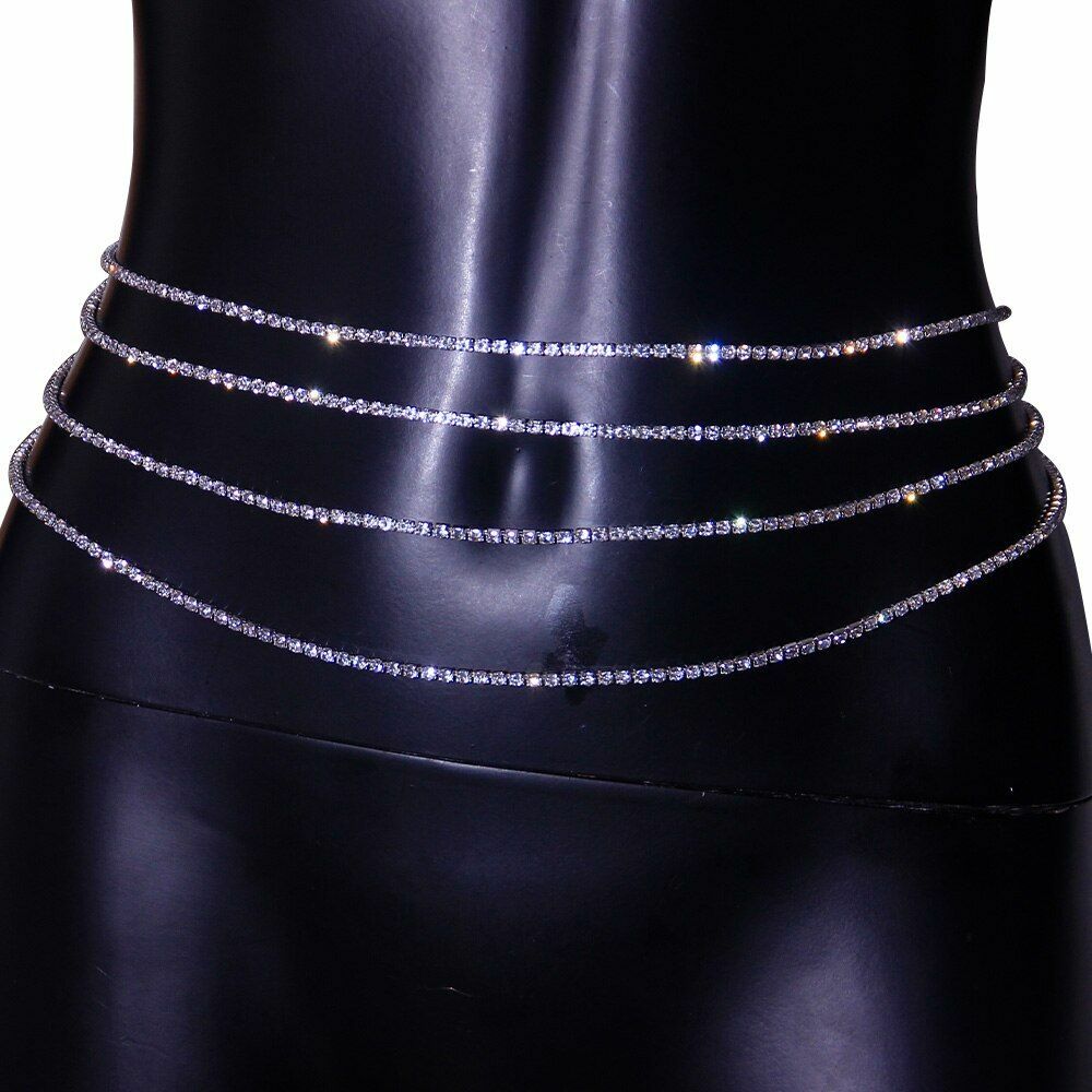 通販 激安 Layered Body Chain Rhinestones Belly Waist Party Jewelry