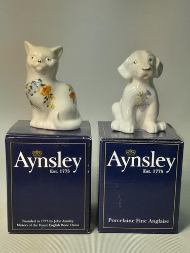 Aynsley WELPE & KATZE Figur 3,5" 8,75 cm groß Originalkartons Hund Kätzchen - Bild 1 von 10