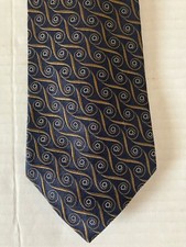 Countess Mara Men's Necktie Tie Silk Navy Blue Gold Swirls Woven Made in USA