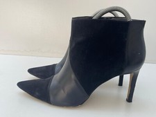 Zara scarpe donna nere in pelle scamosciata stivaletti a punta, taglia 7 (EU 40) B54