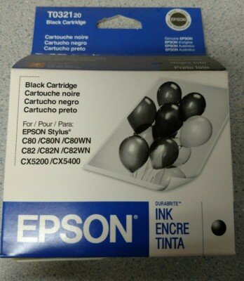 NEW Epson T0321 Black Ink Cartridge Genuine Stylus C80 C82 CX5200