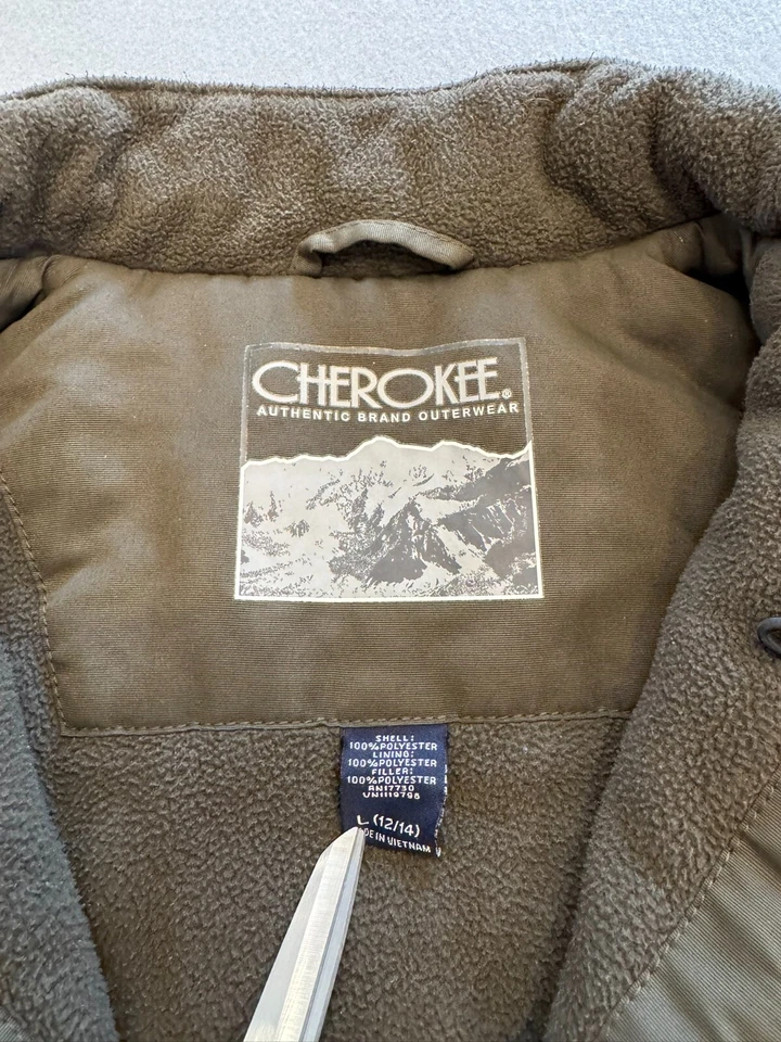 Abrigo Cherokee Niños Jóvenes Niños Grande 10-12 Verde Cuadros Cremallera Exterior Senderismo Foto 2 de 4