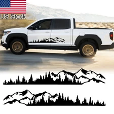 2pcs 75'' Black Mountain Forest Tree Graphic Side Body Door Vinyl Sticker Decals