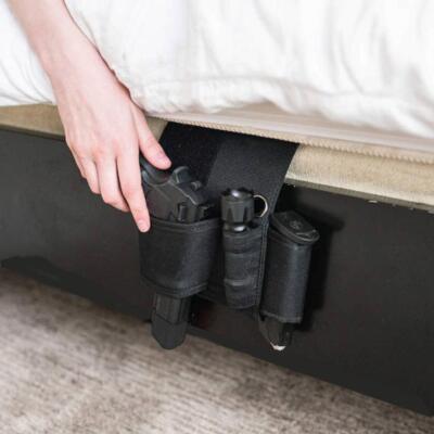 Tactical Concealed Under Car Seat Mattress Bedside Gun Holster Pistol Mag Holder