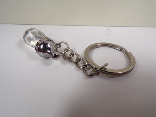 Baby Bottle Mini 3 in. Keychain Metal & Glass Jewelry Accessory Baby Shower Gift - Picture 3 of 6