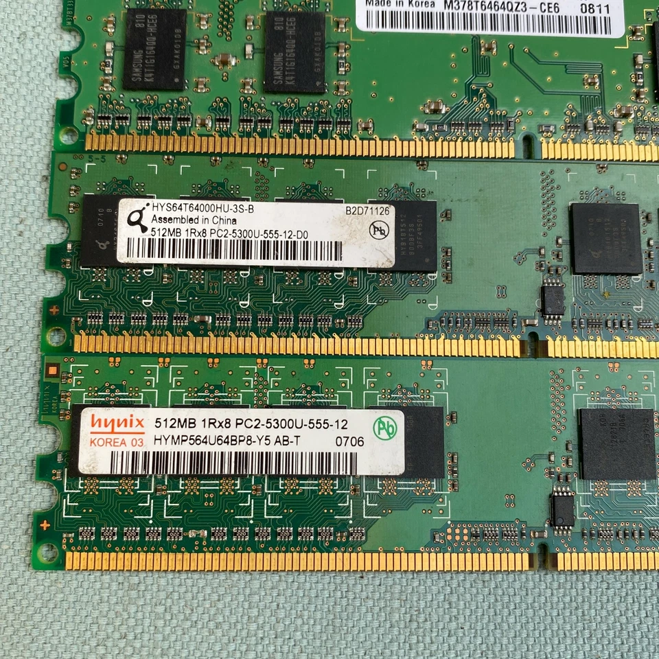DDR2 SDRAM PC5300U5-555 667MHz PC Computer Memory Samsung Hynix 512MB 2GB Total - Image 2 of 4