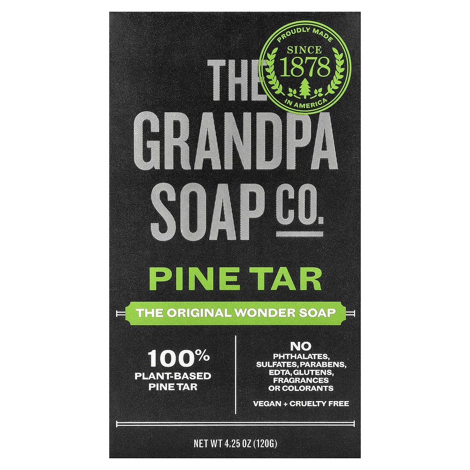 Grandpa s Face Body  Hair Bar Soap Pine Tar 4 25 oz 120 g Gluten-Free, No